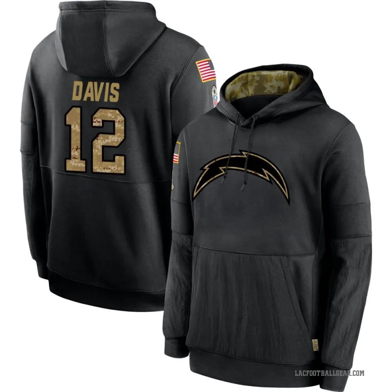 Derius Davis Men's Black Los Angeles Chargers 2020 Salute to Service Sideline Performance Pullover Hoodie