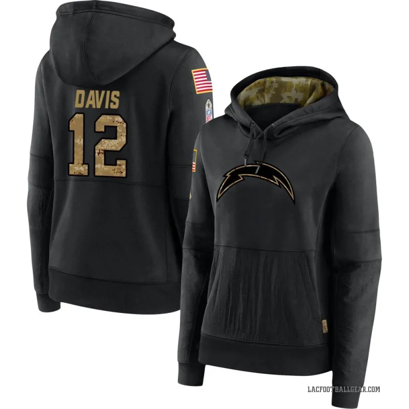 Derius Davis Women's Black Los Angeles Chargers 2020 Salute to Service Sideline Performance Pullover Hoodie