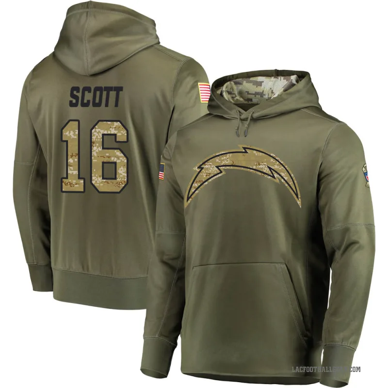 JK Scott Men's Olive Los Angeles Chargers Salute to Service Pullover Hoodie